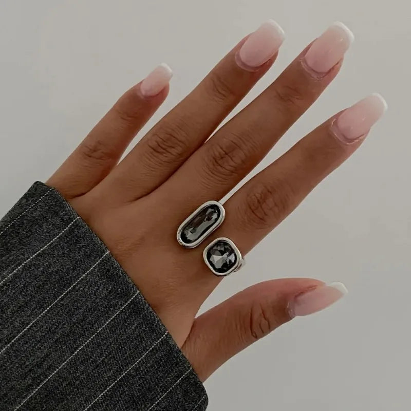 Duo-Stone Modern Ring | Asymmetric Geometric Style