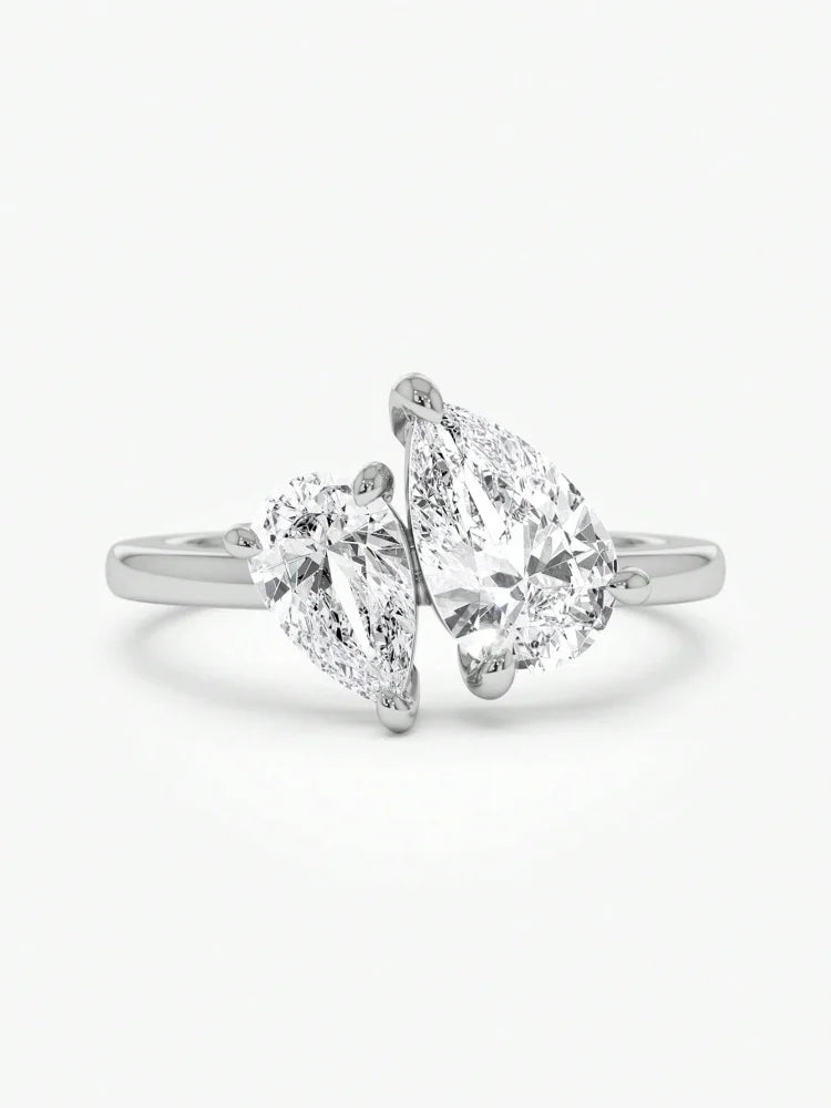 925 Sterling Silver Sparkling Water Drop Interweaving Dazzling Clear Pear CZ Finger Rings For Women Gift Wedding  Fine Jewelry