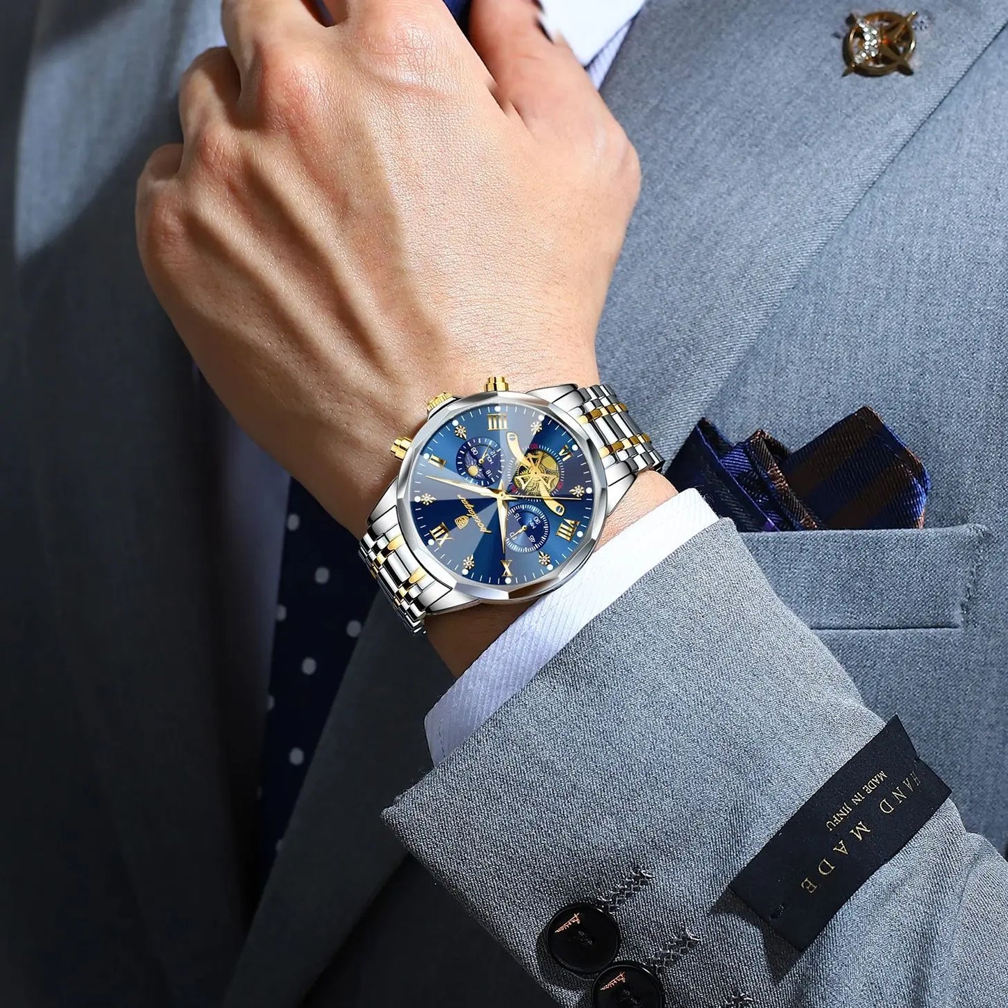 POEDAGAR Luxury Original Men Watch Waterproof Luminous Chronograph Man Wristwatch Stainless Steel Quartz Top Men's Watches Reloj