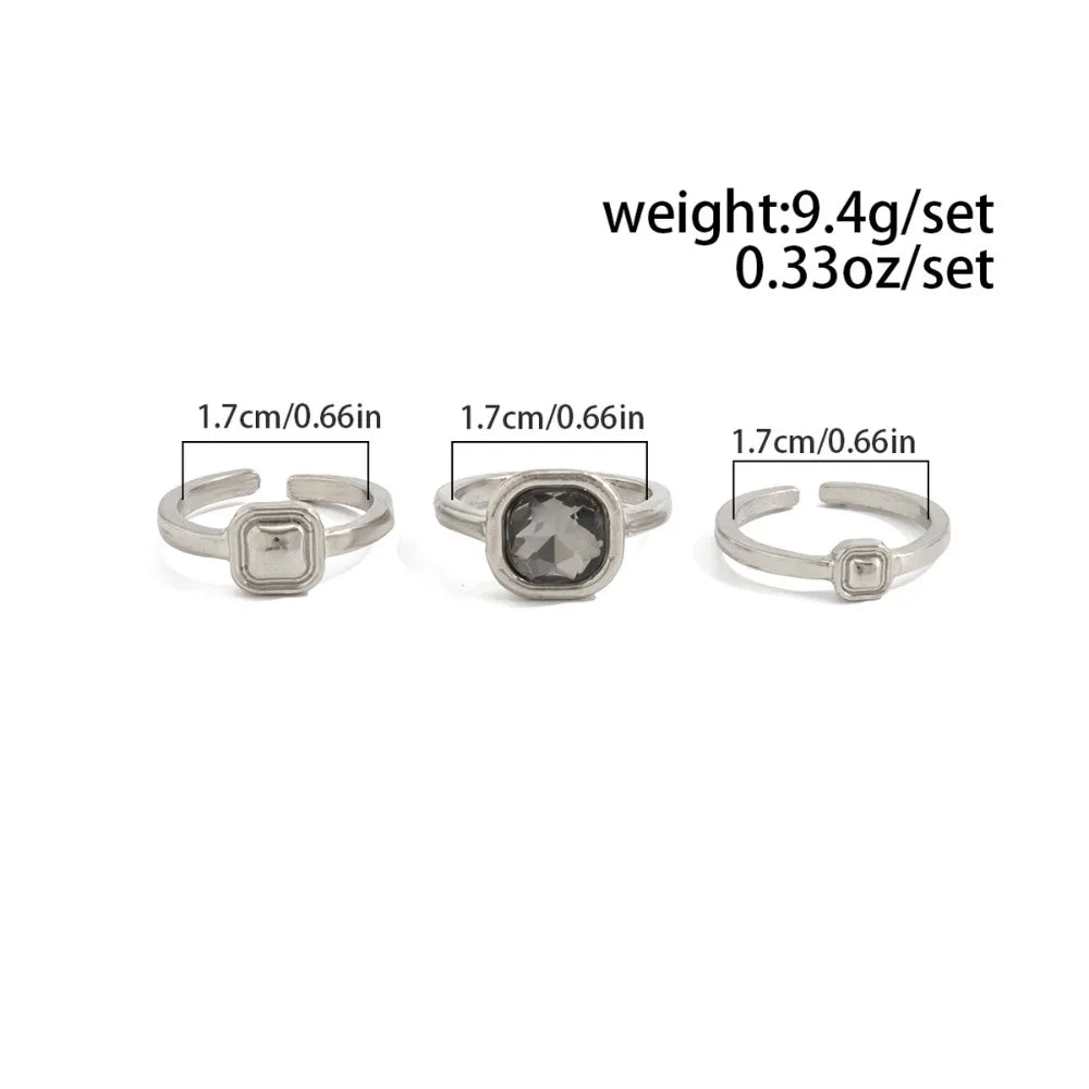 Trinity Geometric Set | Modern Silver Stackable Rings