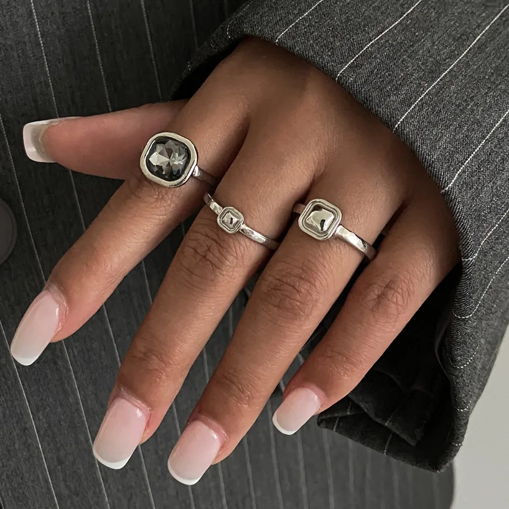 Trinity Geometric Set | Modern Silver Stackable Rings