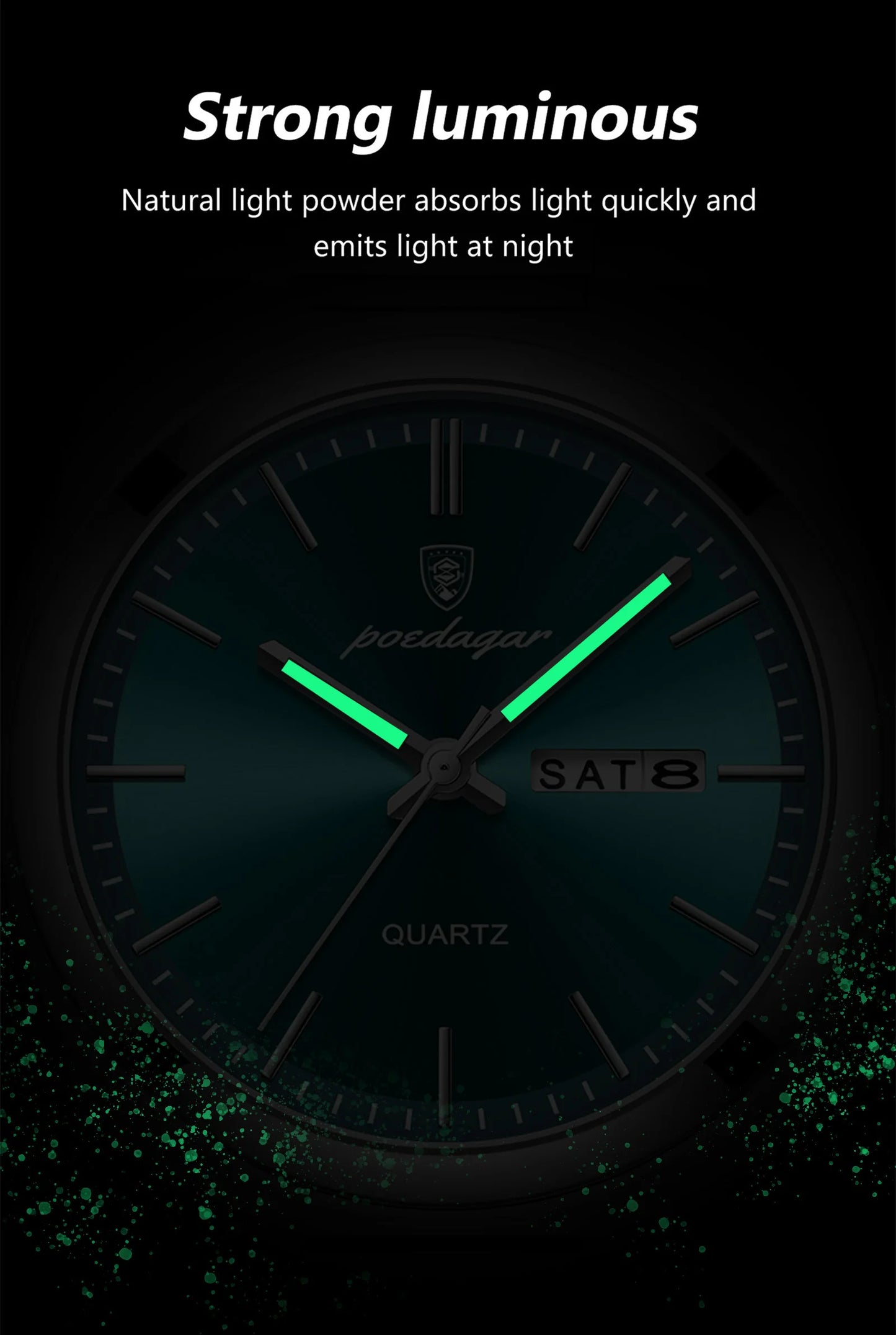 POEDAGAR Luxury Men's Watches Luminous Waterproof Stainless Steel Casual Men Clock Date Week Quartz Fashion Man Wristwatch Reloj