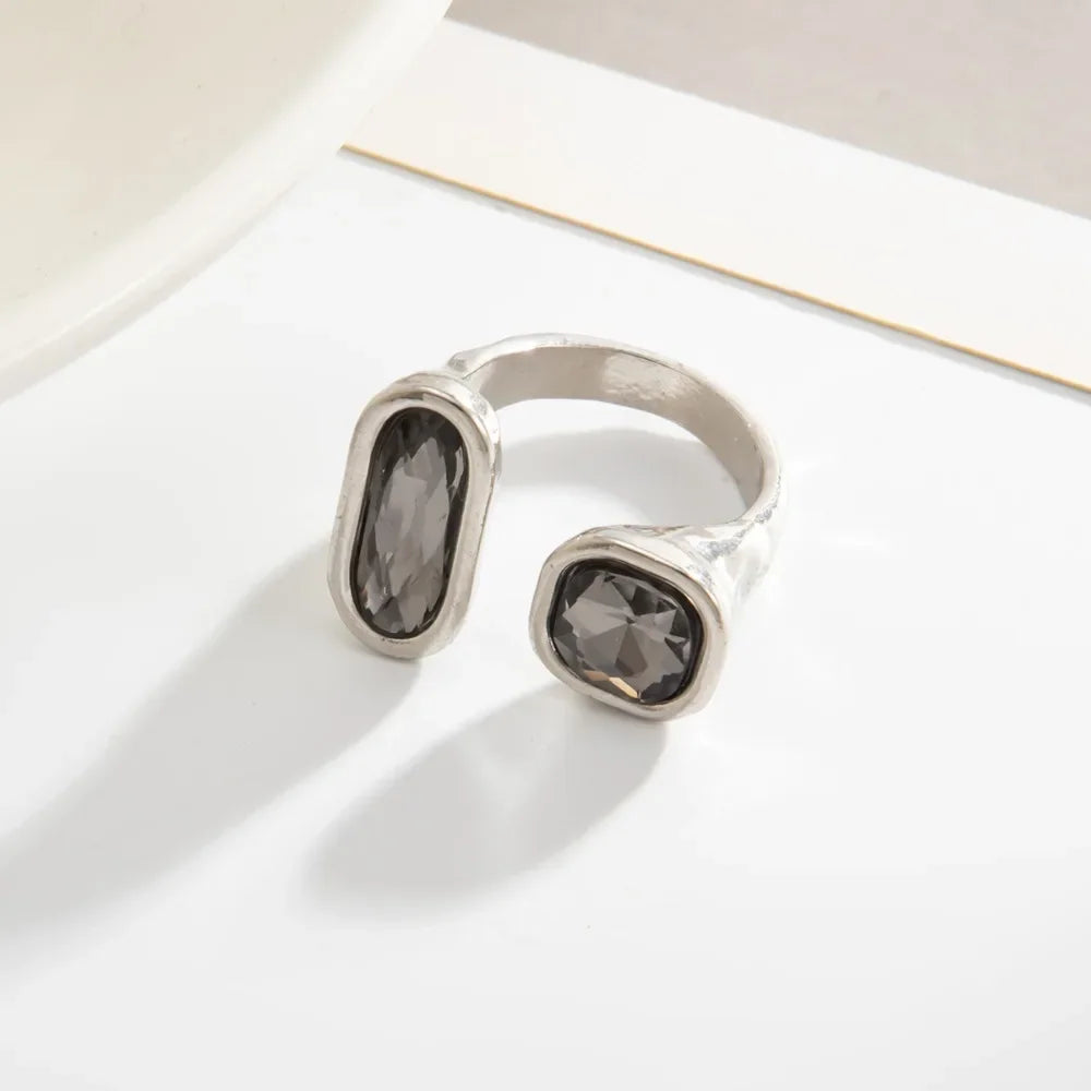 Duo-Stone Modern Ring | Asymmetric Geometric Style