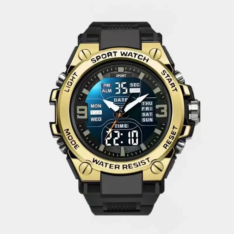New high-end luxury men's and young students' quartz electronic dual movement waterproof night light multifunctional steel alloy